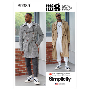 S9389 MEN'S TRENCH COAT Simplicity Sewing Pattern 9389
