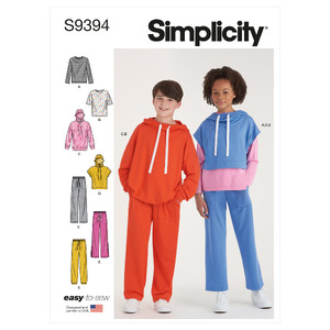 S9394 BOY/GRL HOODIE, PNT &amp; TP Simplicity Sewing Pattern 9394