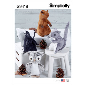 S9418 STUFFED ANIMALS Simplicity Sewing Pattern 9418