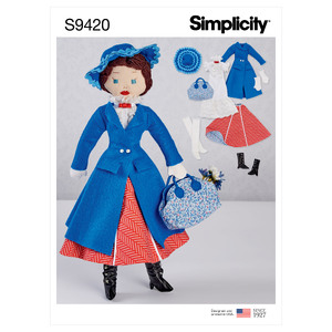 S9420 17&quot; STUFF DOLL &amp; CLOTHES Simplicity Sewing Pattern 9420
