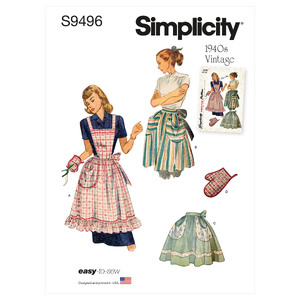 S9496 MISSES&#39; VINTAGE APRON Simplicity Sewing Pattern 9496