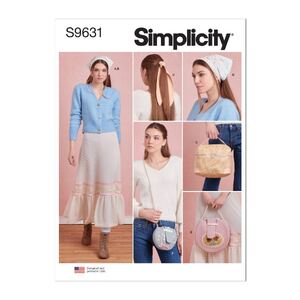 Simplicity Sewing Pattern S9631 Misses&#39; Pettiskirt in Sizes XS to XL, Hair Accessories and Purse