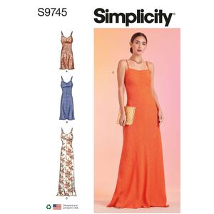 Simplicity Sewing Pattern S9745Y5 Misses&#39;Slip Dress in Three Lengths Sizes 18-26