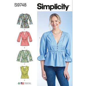 Simplicity Sewing Pattern S9748H5 Misses&#39; Top with Sleeve Variations Sizes 6-14