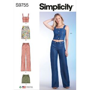 Simplicity Sewing Pattern S9755U5 Misses&#39; Top, Skirt, Pants &amp; Shorts Sizes 16-24
