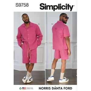 Simplicity Sewing Pattern S9758BB Men&#39;s Shirts &amp; Shorts Sizes 44-52