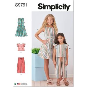 Simplicity Sewing Pattern S9761K5 Children's and Girls' Dress, Top & Pants Sizes 7-14