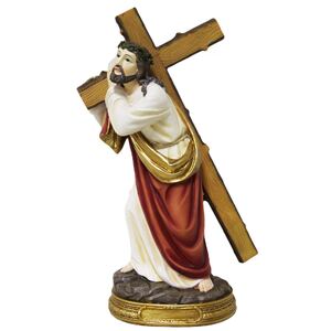 JESUS Carrying Cross Statue, 300mm (12&quot;) High Resin Statue, Boxed