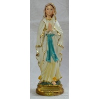 Our Lady Lourdes Statue, Resin, 140mm (5.5&quot;) High x 45mm Wide x 45mm Deep