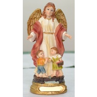 Guardian Angel With Children Statue, Resin 12.5cm (5") Statue