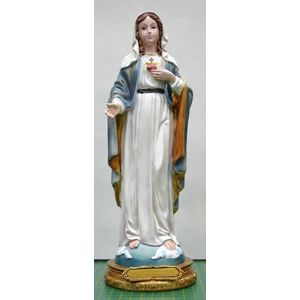 Sacred Heart Of Mary Statue, 200mm (8&quot;) High Resin Statue