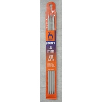 Pony Double Ended 4.0mm, 20cm Knitting Pin, Knitting Needle, Pack of 4