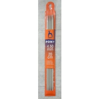 Pony Double Ended 4.5mm x 20cm Knitting Pin, Knitting Needle, Pack of 4 (36210)