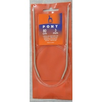 Pony Circular Knitting Needle, 80cm Long, 3mm