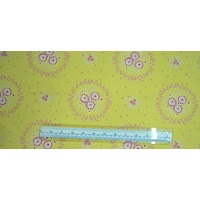 HEARTS &amp; HAPPY FLOWERS YELLOW 110cm Wide Per Metre