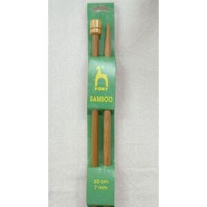 Pony Bamboo Knitting Pins 30cm x 7.00mm, Knobbed Knitting Needles