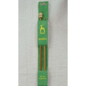 Pony Bamboo Knitting Pins 33cm x 4.50mm, Knobbed Knitting Needles