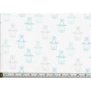 Charles Parsons BUNNY TRAIL QUIET BUNNIES BLUE, Cotton, 110cm Wide Per Metre