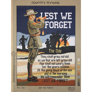 LEST WE FORGET Tapestry Design Printed On Canvas TFJ-1051 WITH TAPESTRY WOOL