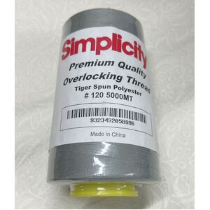 GREY Simplicity Premium Overlocker Thread 5000m, 100% Spun Polyester