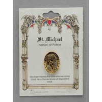 St. Michael Patron Saint Lapel Pin, Gold Tone, Patron of Police