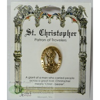 St. Christopher Patron Saint Lapel Pin, Gold Tone, Patron of Travellers