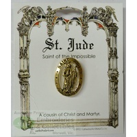 St. Jude Patron Saint Lapel Pin, Gold Tone, Saint Of The Impossible