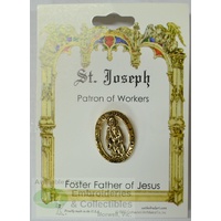 St. Joseph Patron Saint Lapel Pin, Gold Tone, Patron Of Workers, Foster father of Jesus