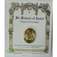St. Francis of Assisi Patron Saint Lapel Pin, Gold Tone, Patron Of Ecologists