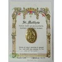 St. Mathew Patron Saint Lapel Pin, Gold Tone, Patron Of Accountants, Bankers and Stock Brokers