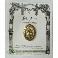 St. Ann Patron Saint Lapel Pin, Gold Tone, Mother of Mary