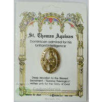 St. Thomas Aquinas Patron Saint Lapel Pin, Gold Tone, Dominican