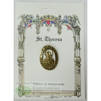 St. Theresa Patron Saint Lapel Pin, Gold Tone, Patron Of Missionaries