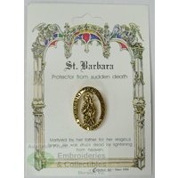 St. Barbara Lapel Pin, Gold Tone, Protector From Sudden Death