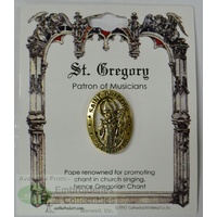 St. Gregory Lapel Pin, Gold Tone, Patron of Musicians