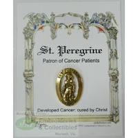 St. Peregrine Lapel Pin, Gold Tone, Patron of Cancer Patients