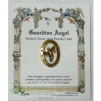 Guardian Angel Lapel Pin, Gold Tone, Watch Over and Protect Me