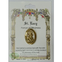St. Lucy Lapel Pin, Gold Tone, Patron Saint of Blindness