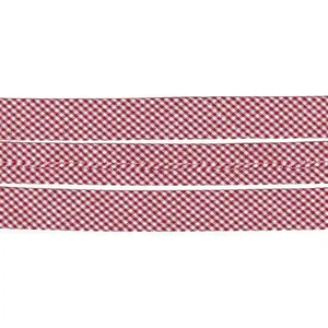 RED CHECKER Print Cotton Bias Binding, 25mm Single Folded By The Metre