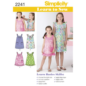 Learn to Sew Child&#39;s &amp; Girl&#39;s Dresses Simplicity Sewing Pattern 2241