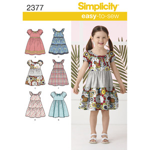 Child&#39;s Dresses Simplicity Sewing Pattern 2377