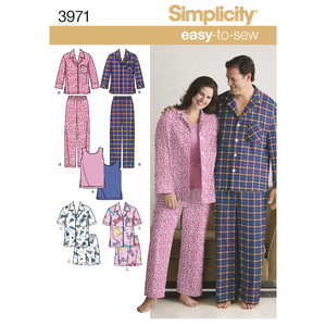 Women&#39;s &amp; Men&#39;s Plus Size Sleepwear Simplicity Sewing Pattern 3971