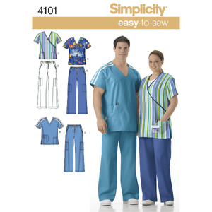 Women&#39;s &amp; Men&#39;s Plus Size Scrubs Simplicity Sewing Pattern 4101