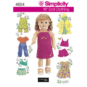 Doll Clothes Simplicity Sewing Pattern 4654