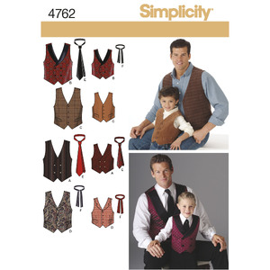 Boys and Men Vests and Ties Simplicity Sewing Pattern 4762