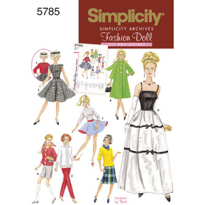Doll Clothes Simplicity Sewing Pattern 5785