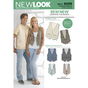 New Look Pattern 6036 Misses&#39; &amp; Men&#39;s Vests