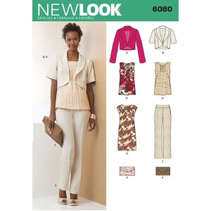 New Look Pattern 6080 Misses&#39; Jacket, Dress or Top, Pants &amp; Clutch
