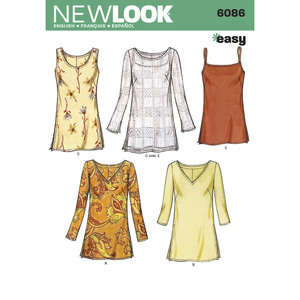 New Look Sewing Pattern 6086 Misses Tops / Vest