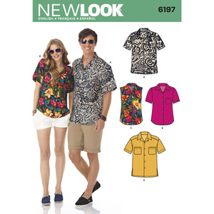 New Look Sewing Pattern 6197 Misses&#39; and Men&#39;s Shirts
